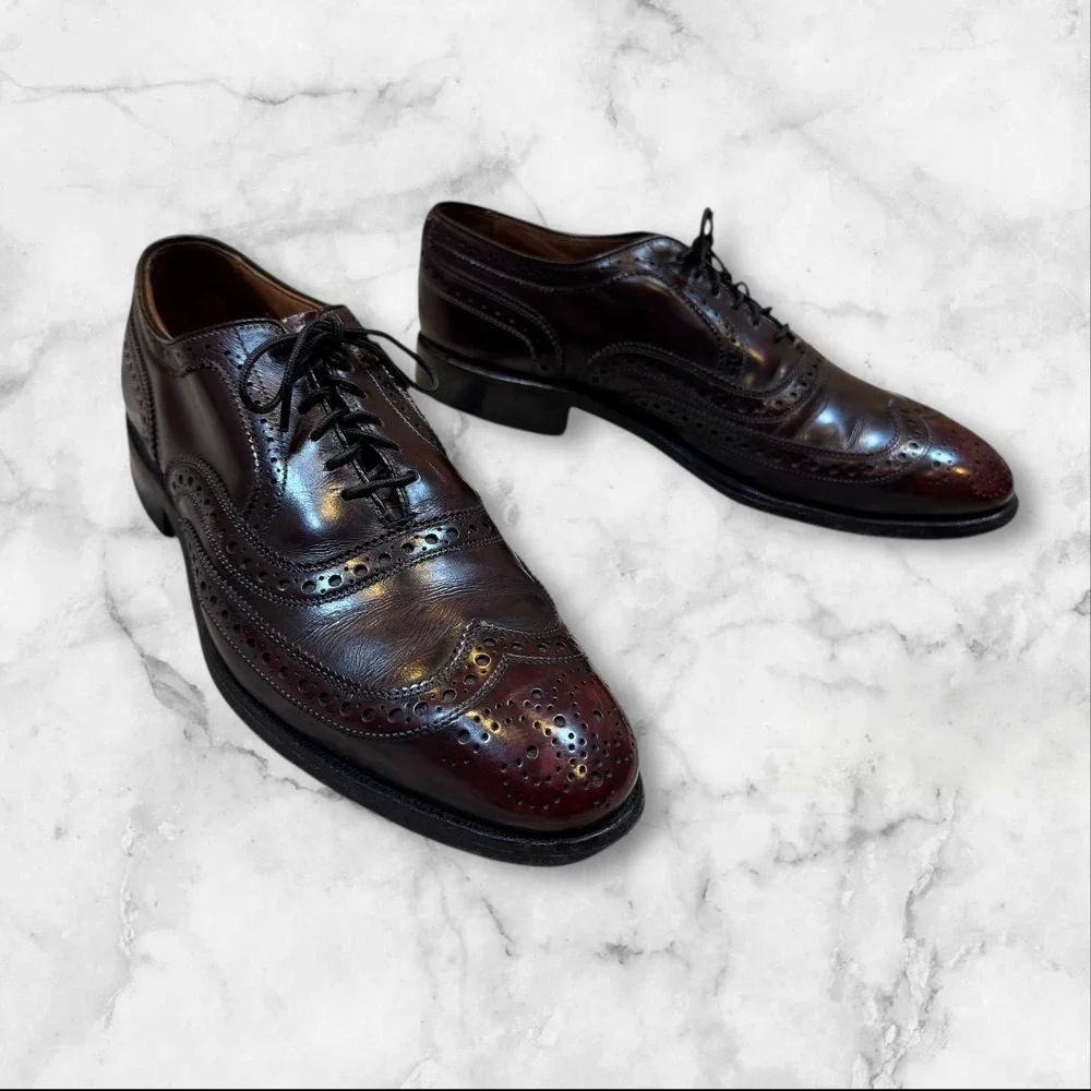 Allen Edmonds‎ McAllister Wingtip Oxford Shoes Burgundy Leather Men Size 8 C